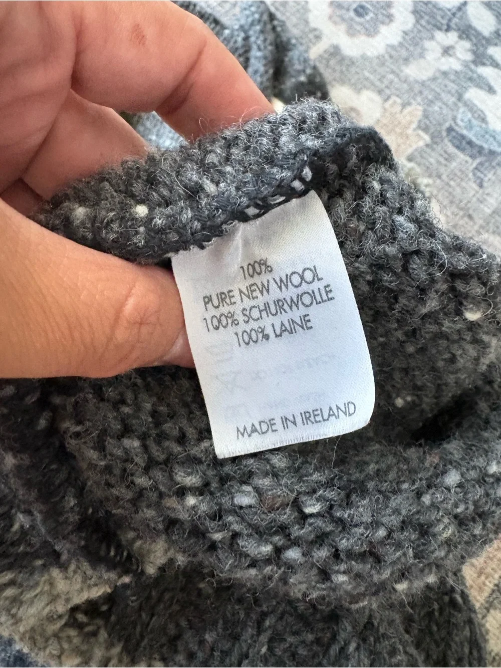 Aran sweater IrelandsEye Men's Charcoal Grey Tweed Wool Henley Sweater Sz large